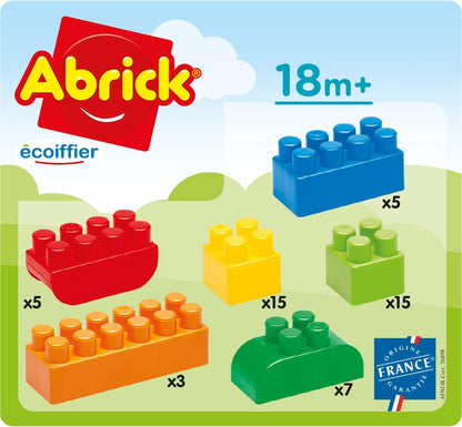 Ecoiffier Ecoiffier-S7145204 Perro Contenedor Perrito con 50 Bloques de Construcción, Transparente y con Tapa, para Niños A Partir de los 18 Meses, Multicolor (1927