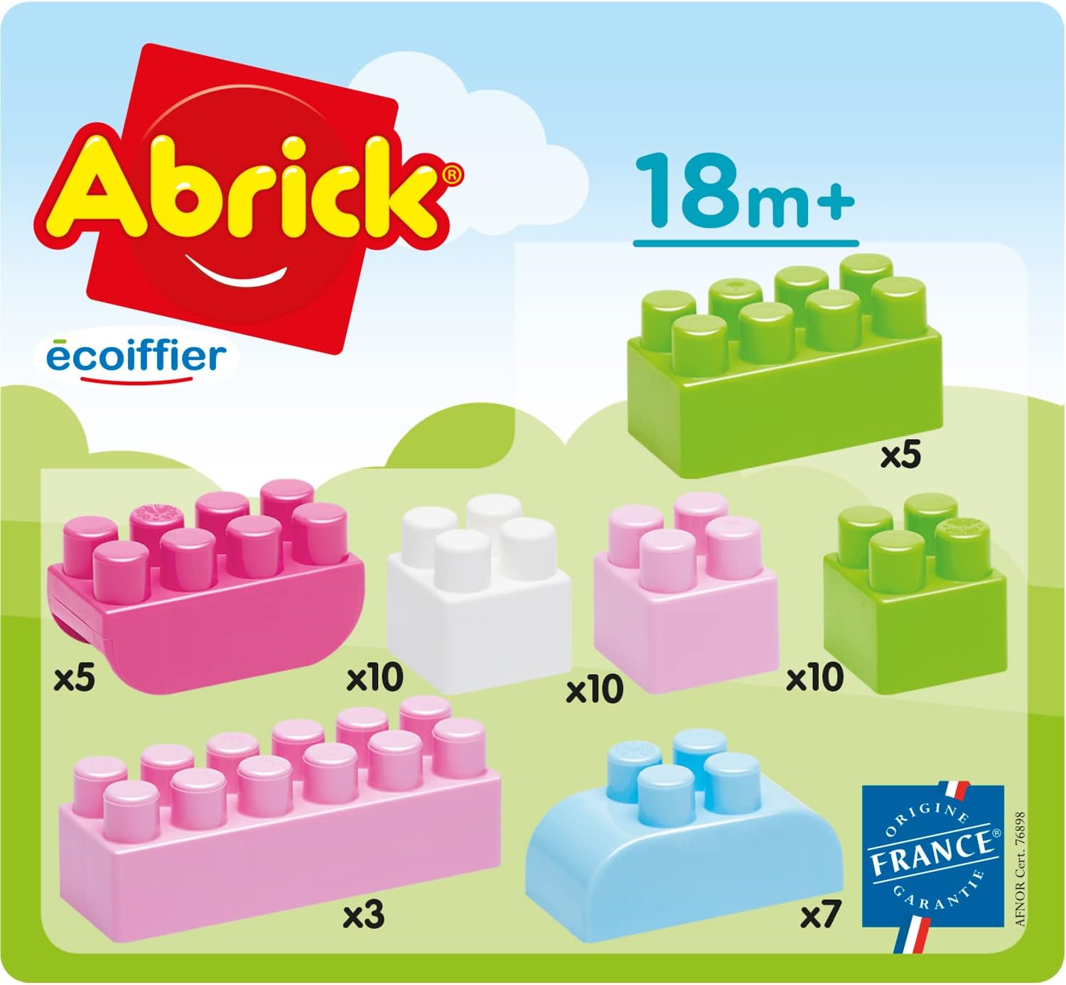 Ecoiffier 1928 Chat Écoiffier-1928-Brick Cat Barrel to Stack Abrick – Construction Set for Children – 50 Pieces – from 18 Months – Made in France, Black