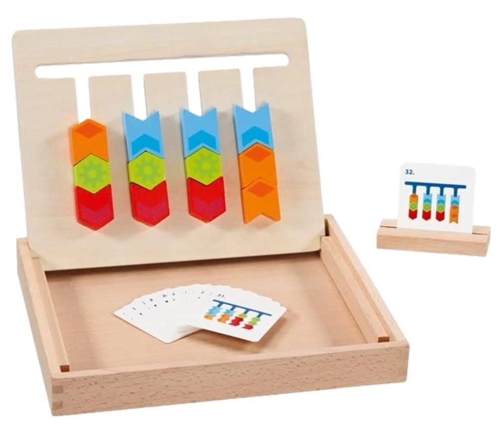 GOKI- Tablero para clasificar Colores en Caja de Madera, Plegable Puzzles, Multicolor (58406