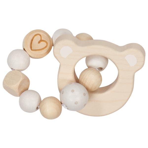 goki 65214 - Greifling Elastik Bärenkopf - trainiert den Greifreflex -handgefertigt, Made in Germany