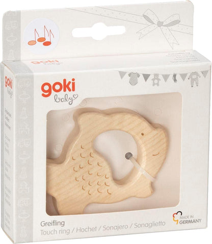 goki 65257 – Lovingly Designed Grasping Toy Hedgehog Rattle – Trains the Grabber and Sense of Hearing – Made of Beech Wood – Handmade – Made in Germany