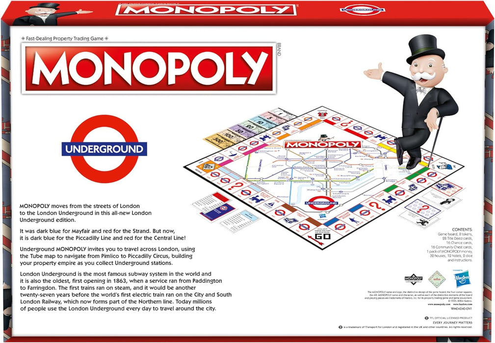 Winning Moves London Underground Monopoly Board Game, Buy Oxford Circus, Covent Garden, Bond Street and trade your way to success, gift for ages 8 plus