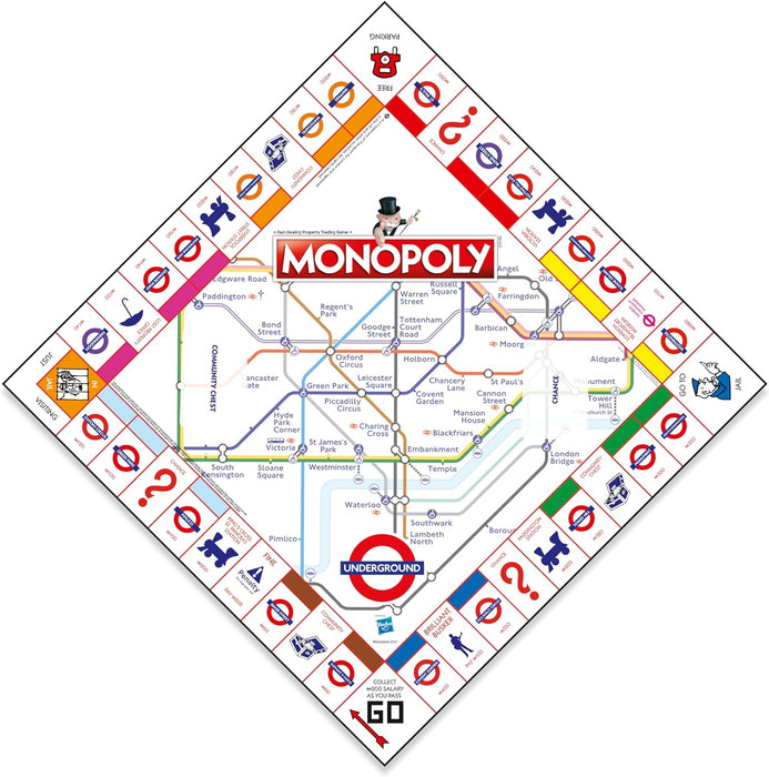 Winning Moves London Underground Monopoly Board Game, Buy Oxford Circus, Covent Garden, Bond Street and trade your way to success, gift for ages 8 plus