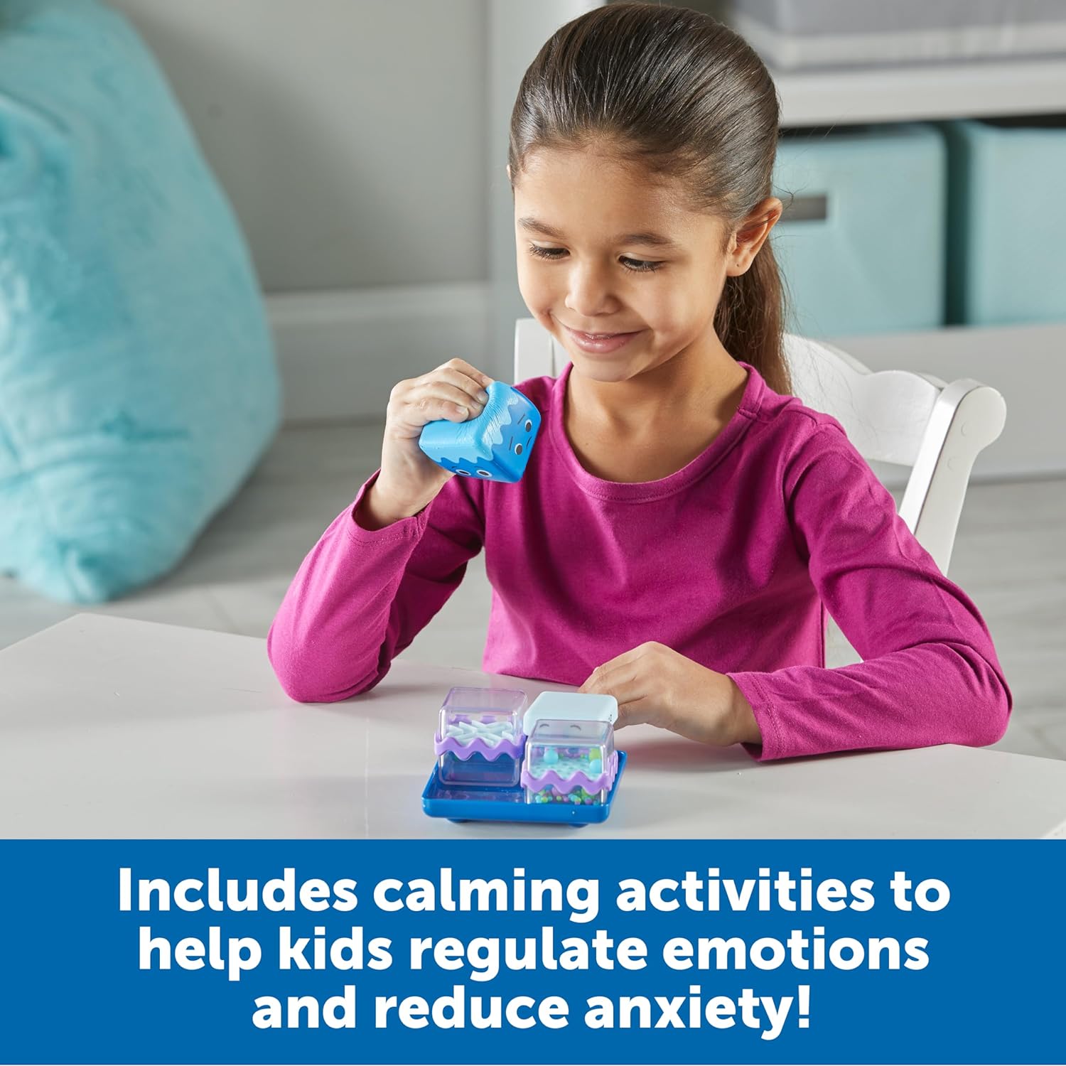 Learning Resources Cubi Sensoriali Antistress Set di 4, età 3+, Giocattoli sensoriali per Bambini, Antistress per aule, 4 Modi per Rilassarsi, Giochi per l'angolo della Calma, Giocattoli ASE