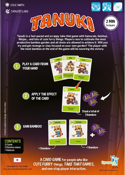Synapses Games | Tanuki | Card Game | Ages +7 | 3-6 Players | 20 Minutes Playing Time