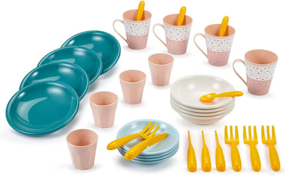 Ecoiffier- Set de Picnic Infantil Vert Azur, 32 Piezas, Juego de Imitación para niños, A Partir de 18 Meses (7600001684