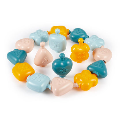Ecoiffier - Chain of pieces with pastel shapes and textures, fine motor skills, for boys girls from 6 months (7600007912)