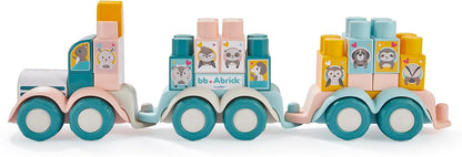 Ecoiffier- Tren de Animales con Bloques de Construcción, 51 piezas, Color Pastel, A partir de 12 meses (7600007918