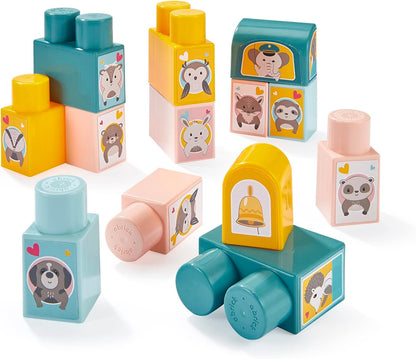Ecoiffier- Tren de Animales con Bloques de Construcción, 51 piezas, Color Pastel, A partir de 12 meses (7600007918