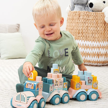 Ecoiffier- Tren de Animales con Bloques de Construcción, 51 piezas, Color Pastel, A partir de 12 meses (7600007918