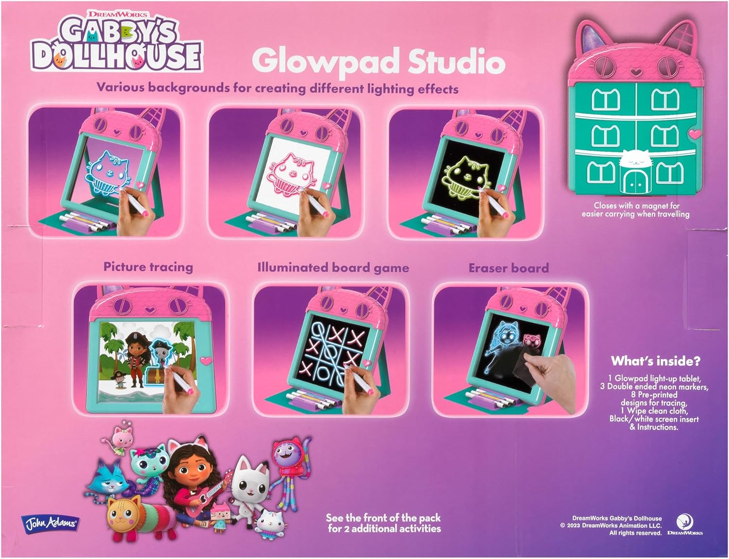 John Adams | Gabby's Dollhouse GLOWPAD Studio: light up drawing tablet to trace, copy or create freehand drawings that light up! | Arts & Crafts | Ages 3+