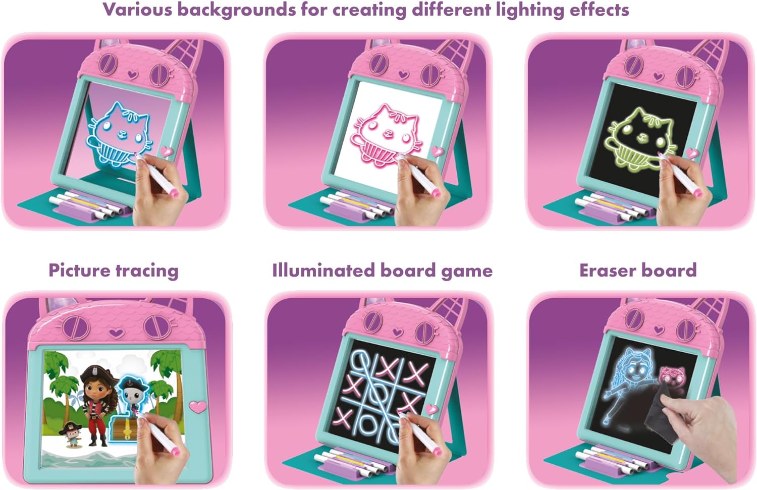 John Adams | Gabby's Dollhouse GLOWPAD Studio: light up drawing tablet to trace, copy or create freehand drawings that light up! | Arts & Crafts | Ages 3+