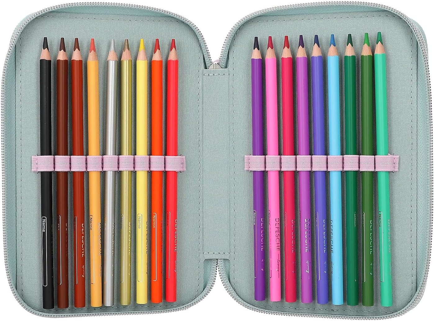 Depesche 11774 Miss Melody 3 Compartments Pencil Case LED Hearts, blue, Pencil case