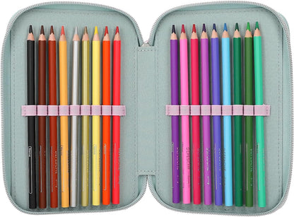 Depesche 11774 Miss Melody 3 Compartments Pencil Case LED Hearts, blue, Pencil case