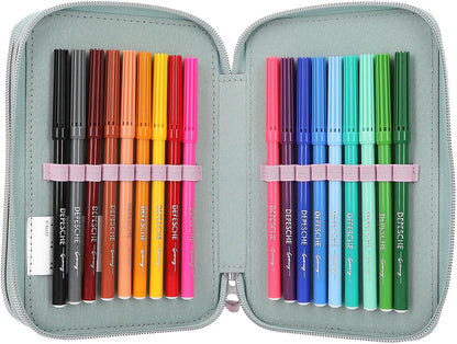 Depesche 11774 Miss Melody 3 Compartments Pencil Case LED Hearts, blue, Pencil case