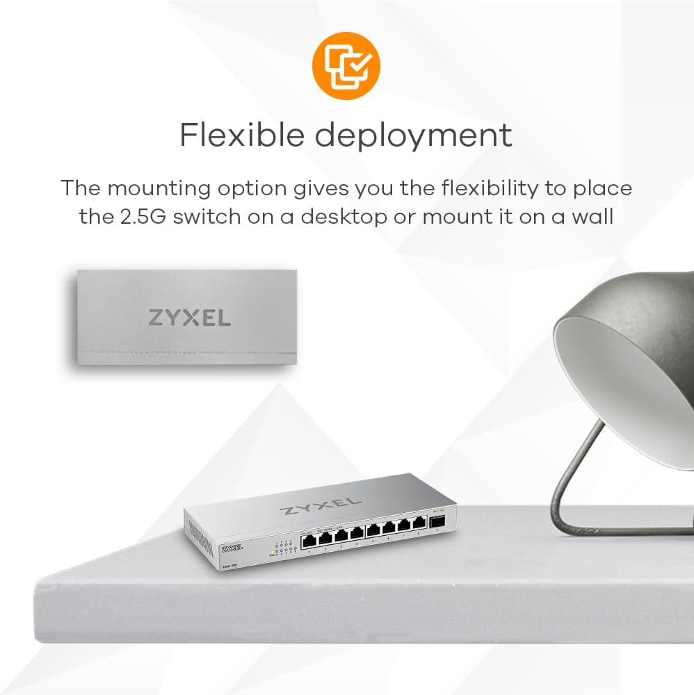 Zyxel 8-Port 2.5G Multi-Gig Unmanaged Switch with 1 x 10G SFP+ | Desktop or Wall Mount