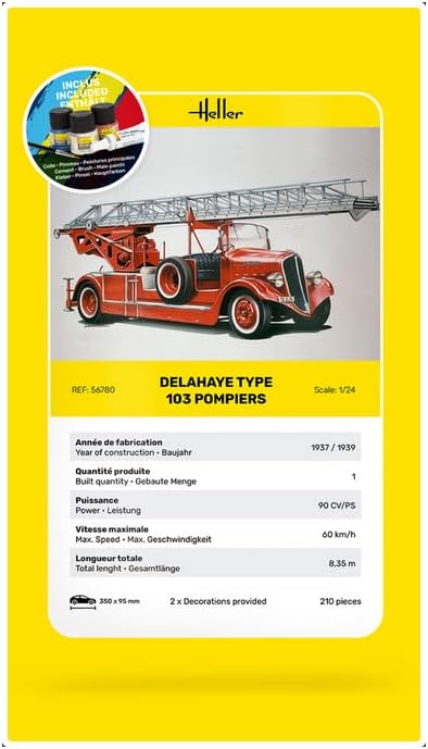 heller - 1/24 STARTER KIT DELAHAYE TYPE 103 POMPIERS (9/23) *