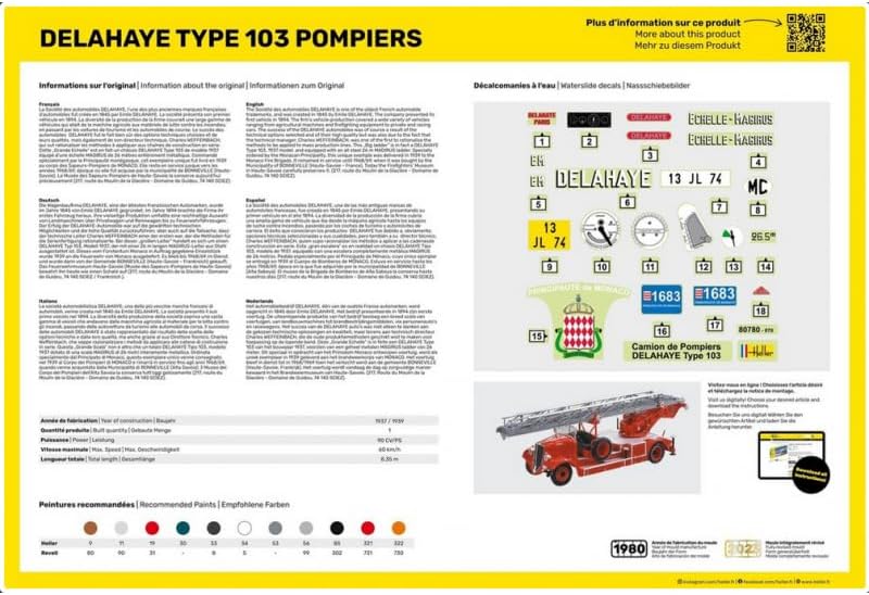 heller - 1/24 STARTER KIT DELAHAYE TYPE 103 POMPIERS (9/23) *