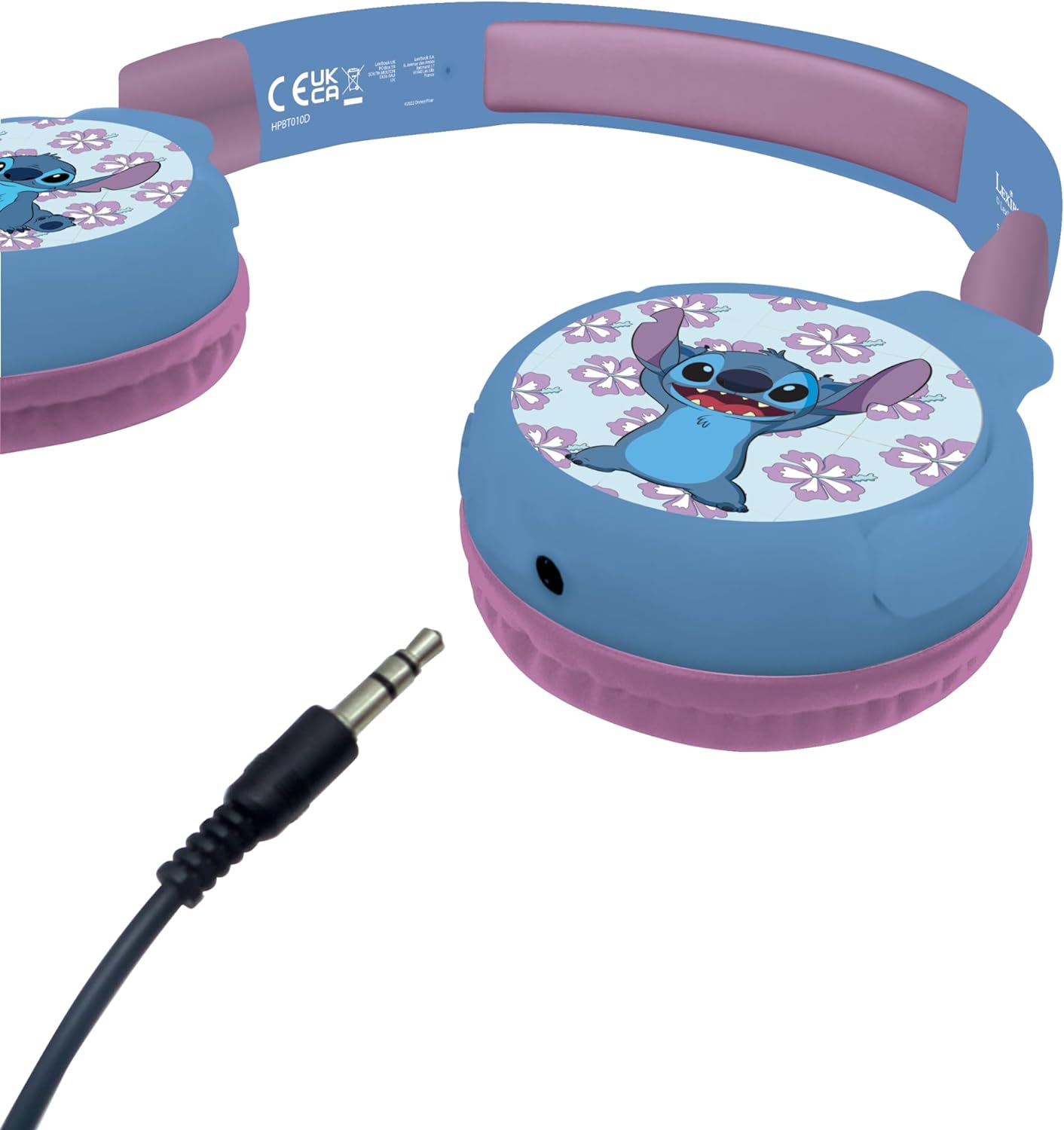 Lexibook, Disney Stitch, Cuffie Bluetooth e via cavo 2 in 1 con microfono e pulsante di controllo, pieghevoli e regolabili, batteria ricaricabile a lunga durata, Blu, HPBT010D