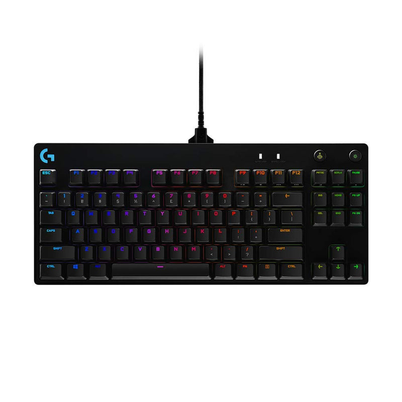 Logitech G Pro Mechanical Gaming Keyboard Qwertz, Ultraportable Design without Numeric Keypad, Removable Micro USB Cable, Backlit Keys, Black US International Layout Single