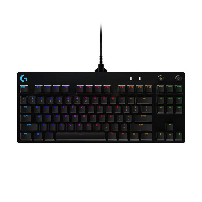 Logitech G Pro Mechanical Gaming Keyboard Qwertz, Ultraportable Design without Numeric Keypad, Removable Micro USB Cable, Backlit Keys, Black US International Layout Single