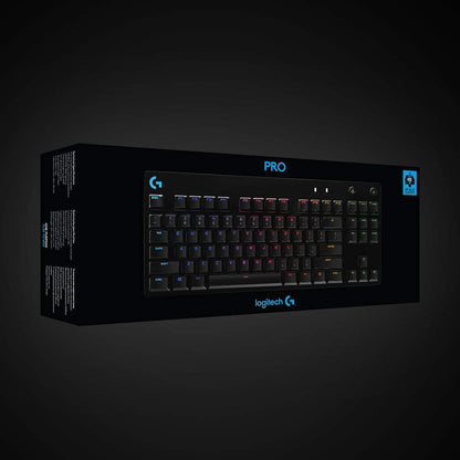 Logitech G Pro Mechanical Gaming Keyboard Qwertz, Ultraportable Design without Numeric Keypad, Removable Micro USB Cable, Backlit Keys, Black US International Layout Single