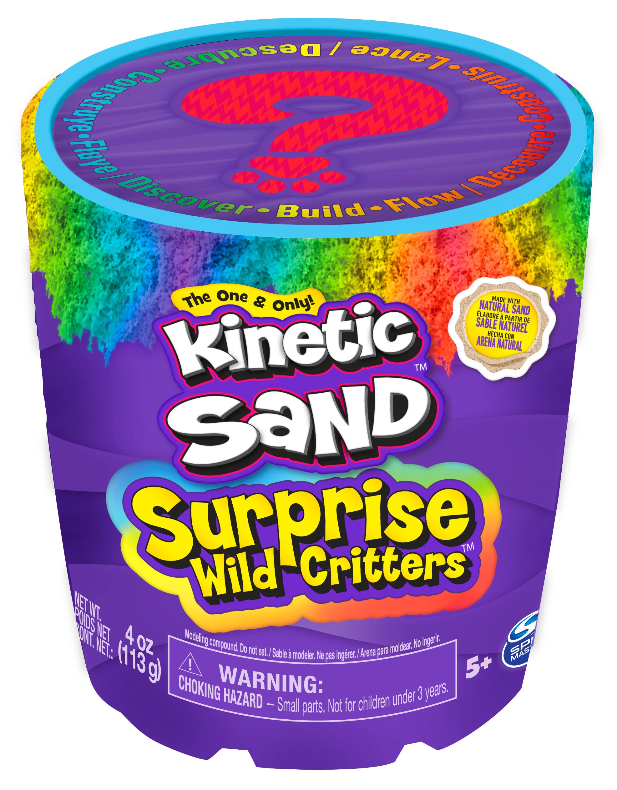 Kinetic Sand Surprise - 113 g Farbiger magischer kinetischer Sand aus Schweden mit Tierfigur und Accessoires für kreatives Indoor-Sandspiel, für Kinder ab 3 Jahren