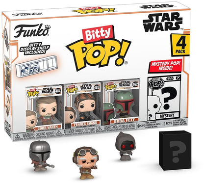 Funko Bitty POP!: Mandalorian - Cobb Vanth™, Bitty Pop! Fennec Shand™, Bitty Pop! Boba Fett™, and a mystery Bitty Pop! figure - 0.9 Inch (2.2 Cm) Collectable - Gift Idea - Cake Topper