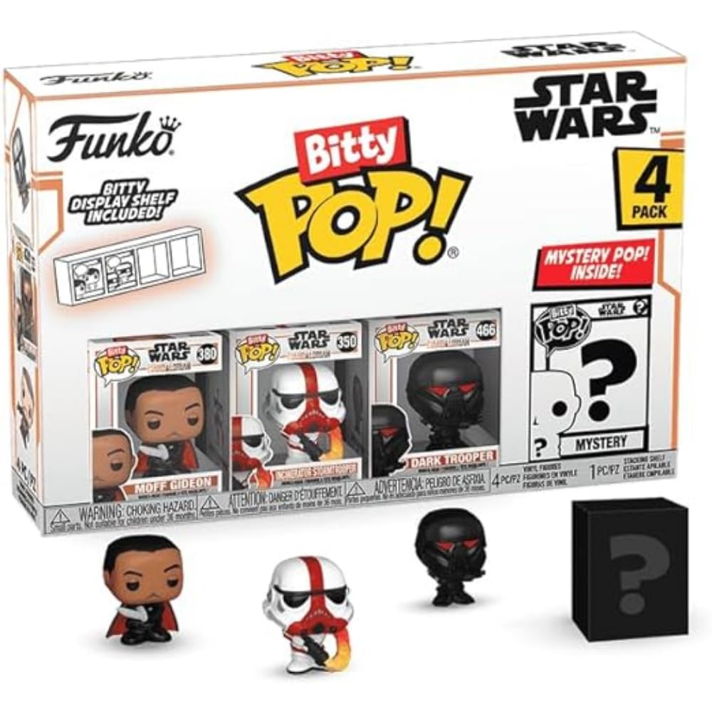 Funko Bitty POP!: Mandalorian - Moff Gideon™, Bitty Pop! Incinerator Stormtrooper™, Bitty Pop! Dark Trooper™, and a mystery Bitty Pop! figure - 0.9 Inch (2.2 Cm) Collectable - Gift Idea - Cake Topper
