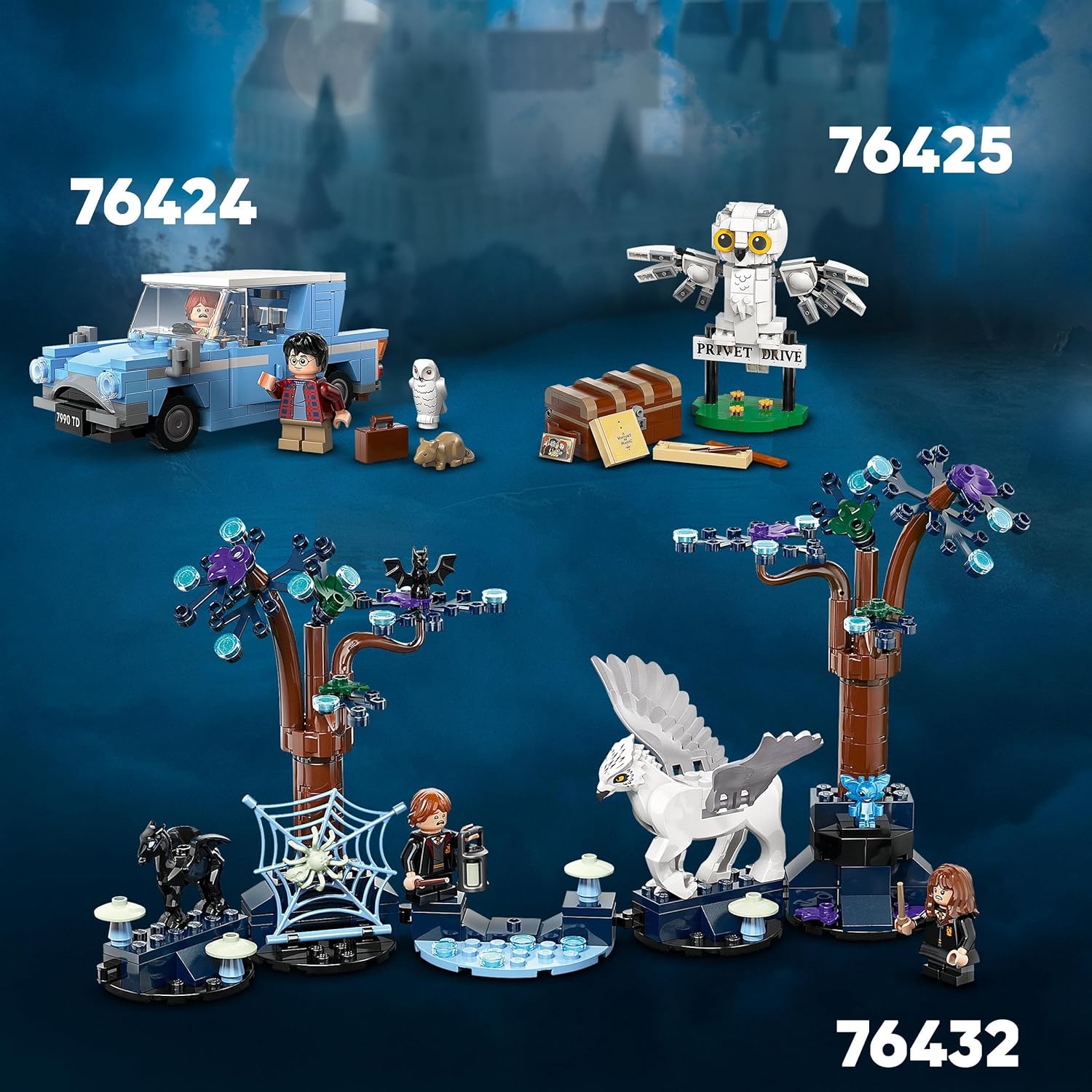 LEGO Harry Potter Flying Ford Anglia Car Toy for 7 Plus Year Old Kids, Boys & Girls, Buildable Model with Ron Weasley Character Minifigure and Hedwig the Owl Figure, Wizarding World Gifts 76424