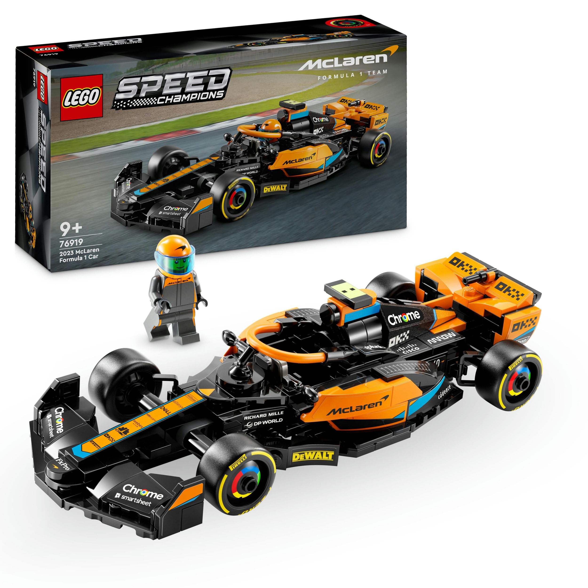 LEGO Speed Champions McLaren Formel 1 Rennwagen 2023, Spielzeug für Kinder ab 9 Jahren,Geschenkidee für Jungen und Mädchen, baubares Fahrzeugmodell, Kinderzimmer-Dekoration 76919