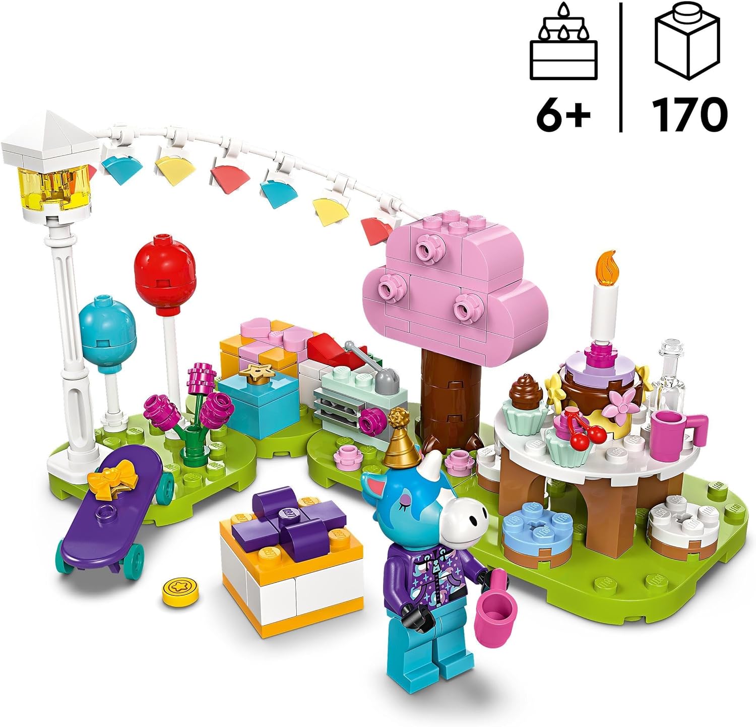 LEGO Animal Crossing Julian’s Birthday Party Creative Building Toy for 6 Plus Year Old Kids, Girls & Boys, with Julian Horse Minifigure from the Video Game Series, Birthday Gift Idea 77046