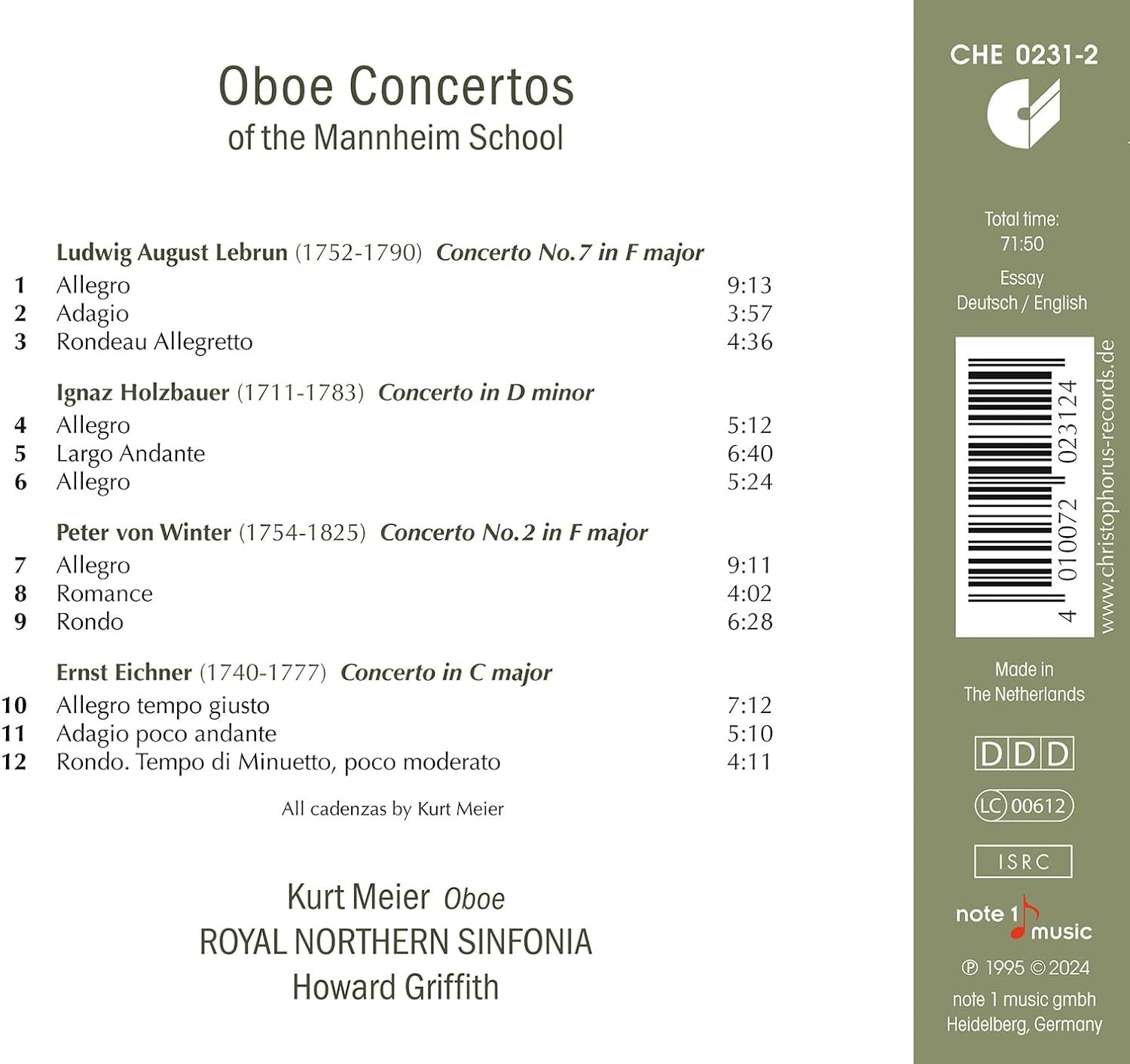 Oboe Concertos of the Mannheim School