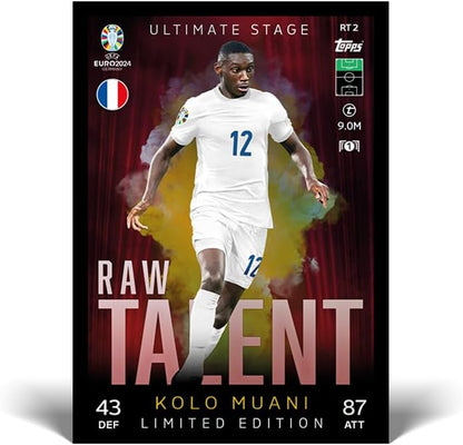 Topps Official Euro 2024 Match Attax - Booster Tin - Raw Talent - contains 28 EURO 2024 Match Attax cards plus 3 exclusive Raw Talent Limited Edition cards! Booster Tin Raw Talent