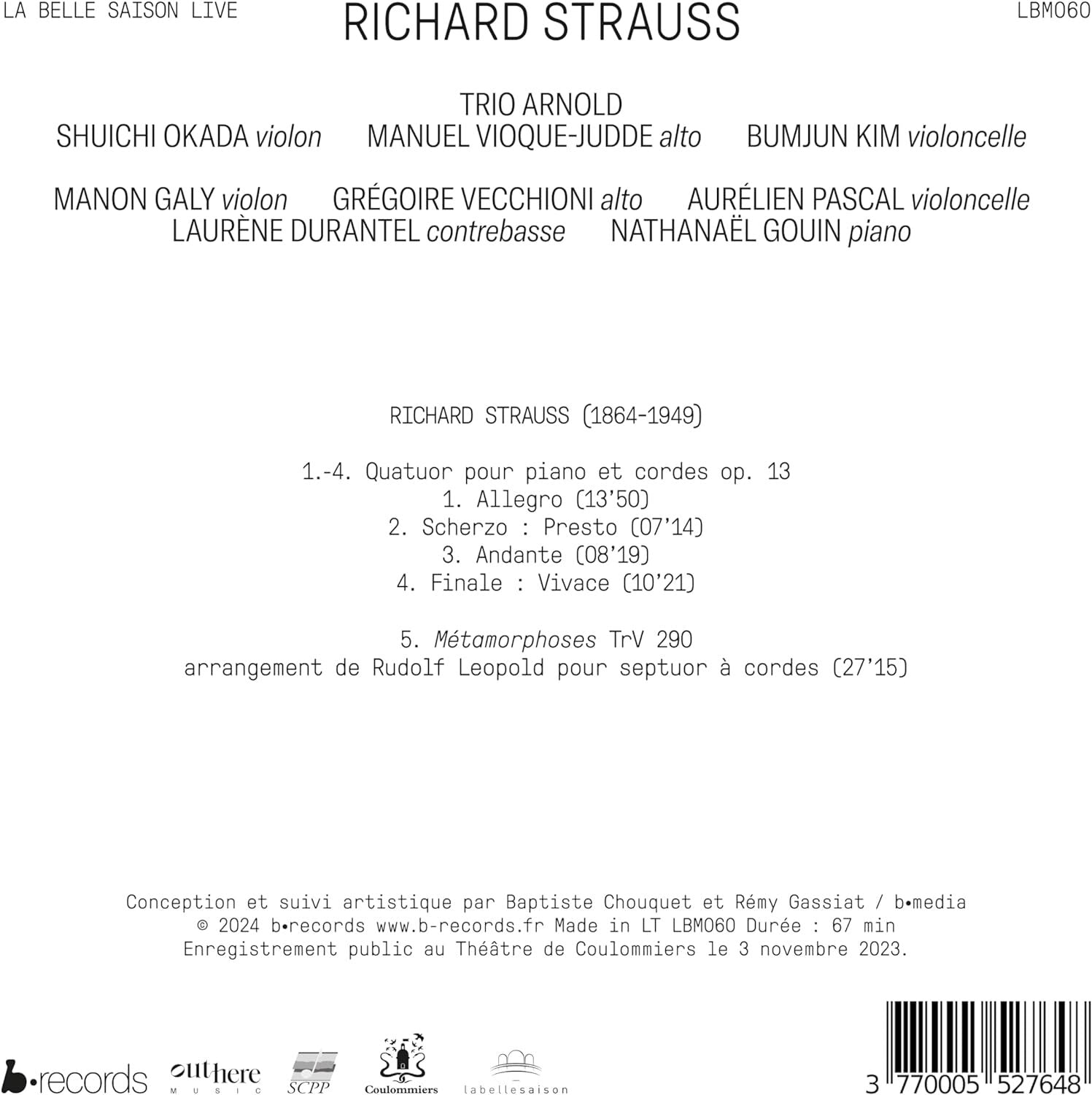 Richard Strauss: Quatuor Pour Piano Et Cordes/...