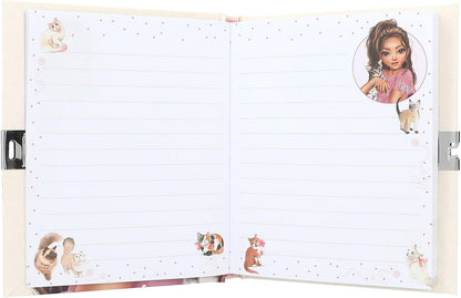 Depesche 12957 TOPModel Kitty and Doggy-Agenda en Beige, con Motivo de Modelo y Gato, Libro con 192 páginas rayadas y Cierre, Multicolor (0012957