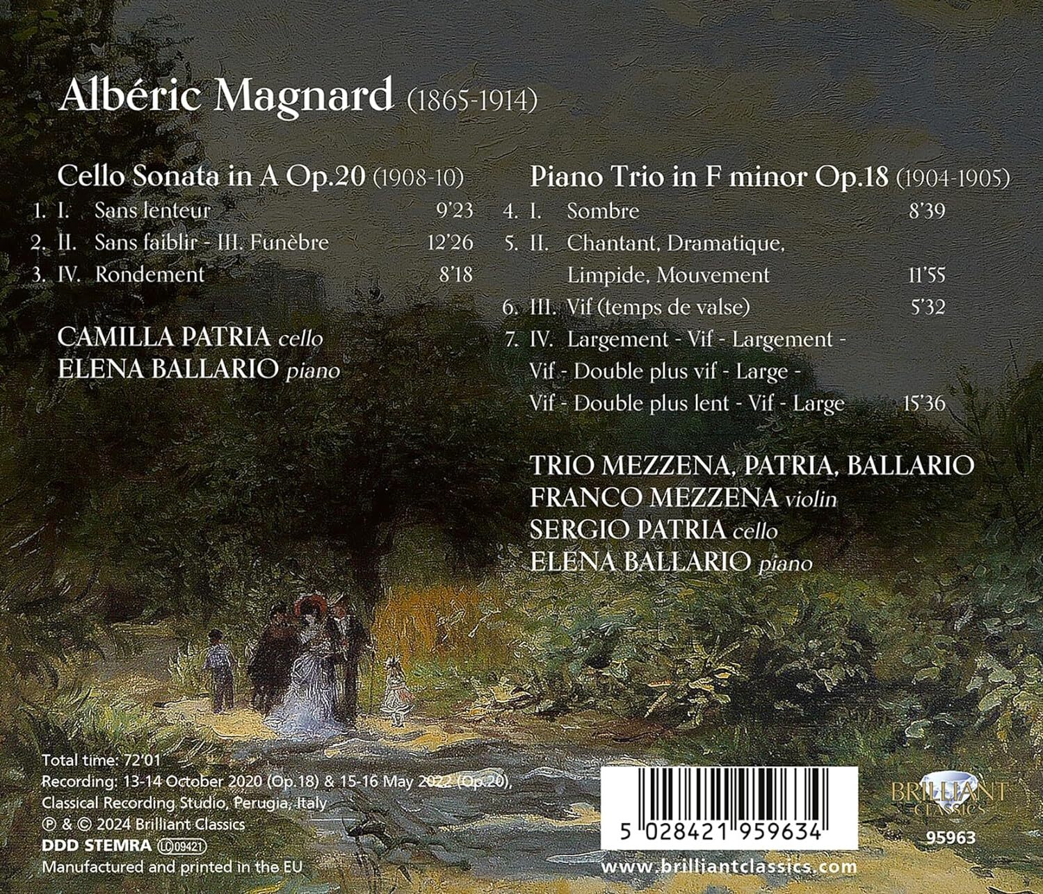 Albéric Magnard: Cello Sonata, Op. 20/Piano Trio, Op. 18