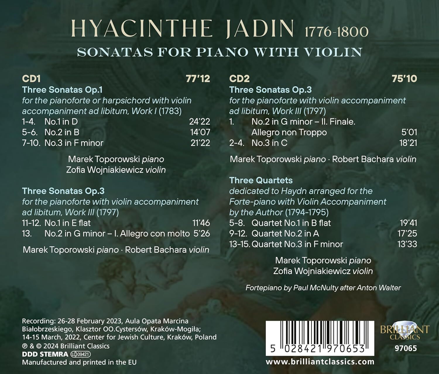 Hyacinthe Jadin: Sonatas for Piano With Violin