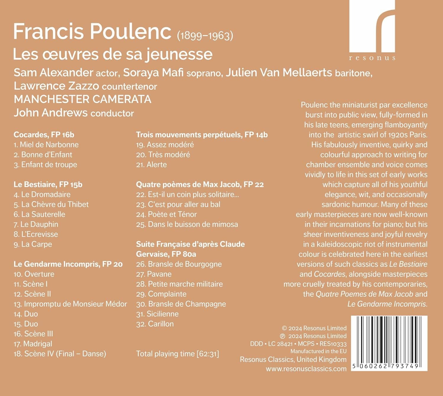 Francis Poulenc: Les Oeuvres De Sa Jeunesse