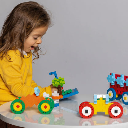Plus-Plus 9603423 Creative Building Blocks, Big Vehicles Set, Construction Toy, PlusPlus Make&Go, 29 Pieces, Basic.