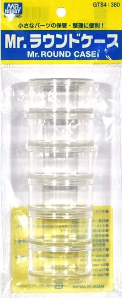 MR.HOBBYミスターホビー GT84 Mr. Round Case, GTool, Storage Container, Tin, Model Making Accessories, Practical for Small Parts, Round, Stackable, with Screw Connection & Lid, Transparent, Plastic, Pack of 6