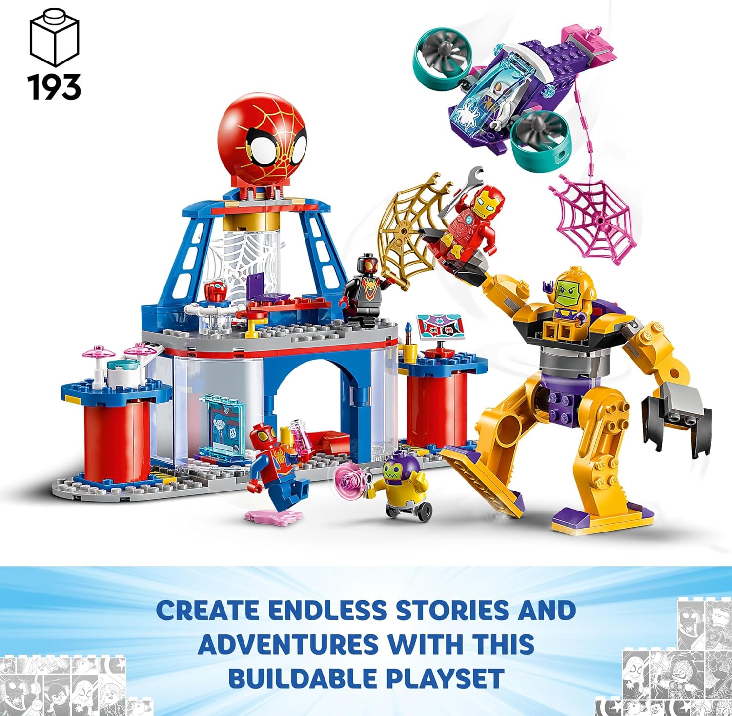 LEGO Marvel Spidey und seine Super-Freunde Das Hauptquartier von Spideys Team, Spider-Man-Spielzeug mit Fahrzeug und Mech, Geschenk für Jungen und Mädchen ab 4 Jahren und Fans der TV-Serie 10794