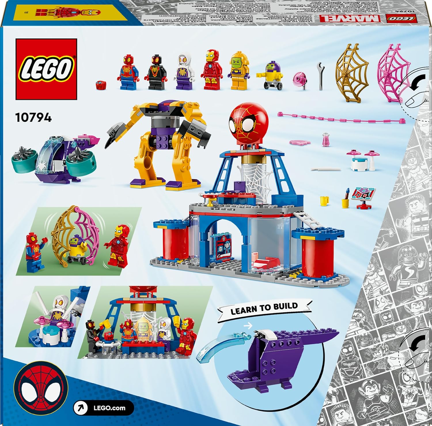 LEGO Marvel Spidey und seine Super-Freunde Das Hauptquartier von Spideys Team, Spider-Man-Spielzeug mit Fahrzeug und Mech, Geschenk für Jungen und Mädchen ab 4 Jahren und Fans der TV-Serie 10794
