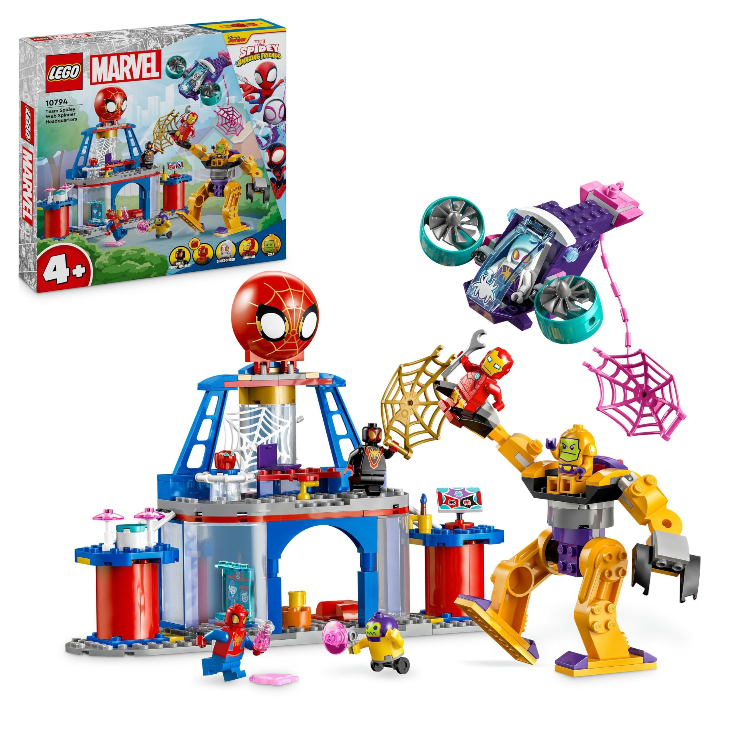 LEGO Marvel Spidey und seine Super-Freunde Das Hauptquartier von Spideys Team, Spider-Man-Spielzeug mit Fahrzeug und Mech, Geschenk für Jungen und Mädchen ab 4 Jahren und Fans der TV-Serie 10794