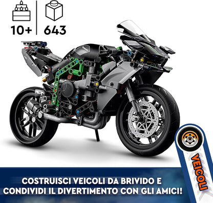 LEGO Technic Kawasaki Ninja H2R Motorcycle Toy, Vehicle Gift for 10 Plus Year Old Kids, Boys & Girls, Collectible Motorbike Building Set, Scale Model Kit for Independent Play 42170