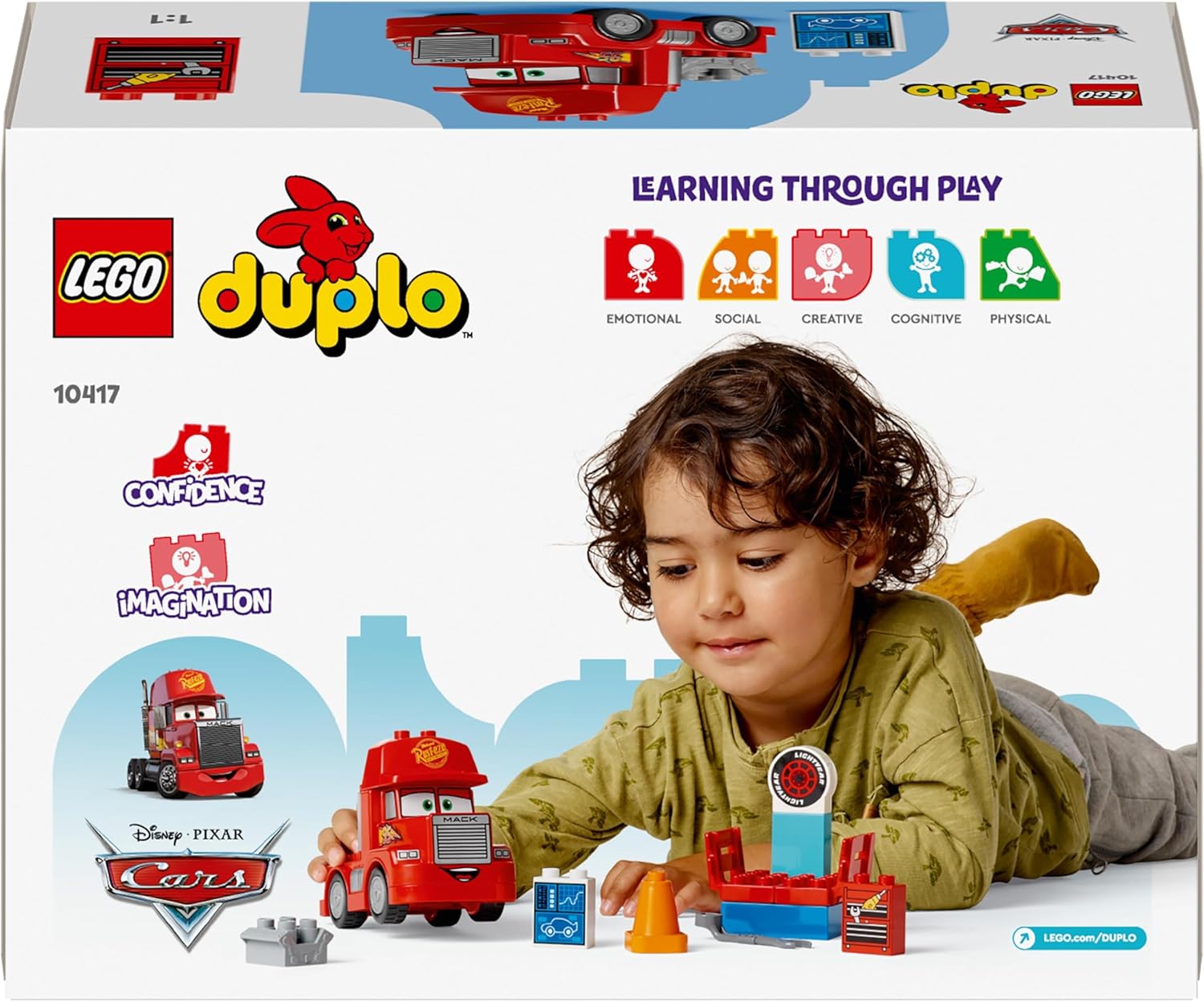 LEGO DUPLO Disney and Pixar’s Cars Mack at the Race Set, Truck Building Toy for 2 Plus Year Old Toddlers, Boys & Girls, Buildable Red Hauler from the Film, Birthday Gift Idea 10417