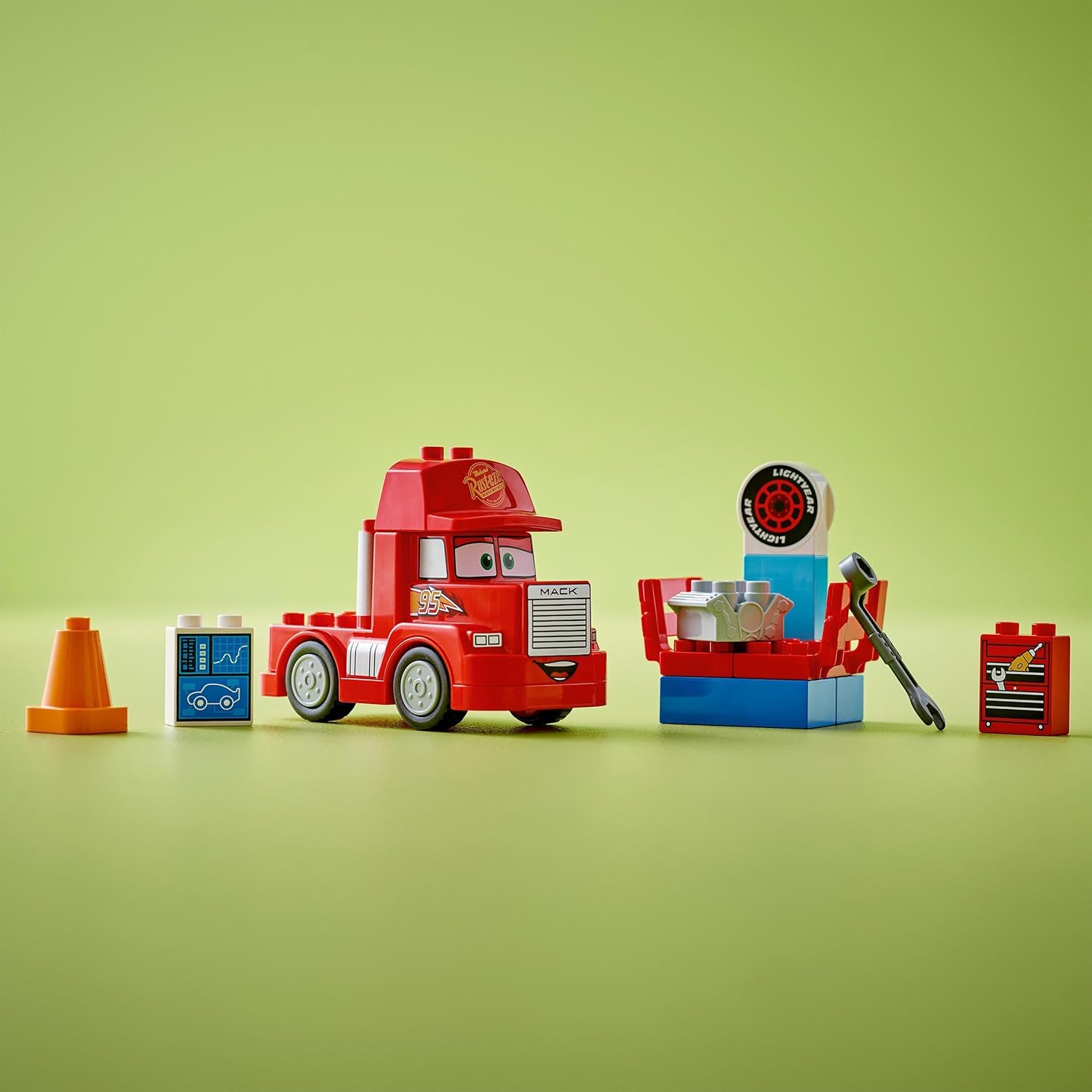 LEGO DUPLO Disney and Pixar’s Cars Mack at the Race Set, Truck Building Toy for 2 Plus Year Old Toddlers, Boys & Girls, Buildable Red Hauler from the Film, Birthday Gift Idea 10417