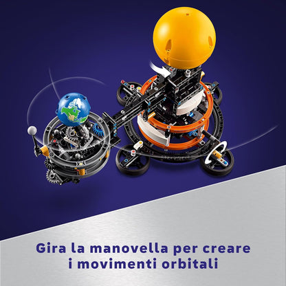 LEGO Technic Pianeta Terra e Luna in Orbita, Giochi Spaziali per Bambini e Bambine da 10 Anni in su, Sistema Solare Giocattolo da Costruire con Pianeti, Sole e Funzione di Rotazione, Idea Regalo 42179