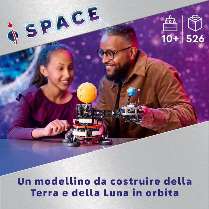 LEGO Technic Pianeta Terra e Luna in Orbita, Giochi Spaziali per Bambini e Bambine da 10 Anni in su, Sistema Solare Giocattolo da Costruire con Pianeti, Sole e Funzione di Rotazione, Idea Regalo 42179