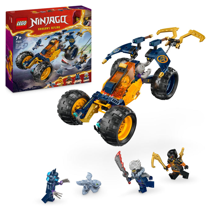LEGO NINJAGO Arins Ninja-Geländebuggy, Ninja-Spielzeug mit Auto, Drache und 4 Mini-Figuren, Abenteuer-Set mit Buggy-Modell für Kinder, Geburtstagsgeschenk für Jungen und Mädchen ab 7 Jahren 71811